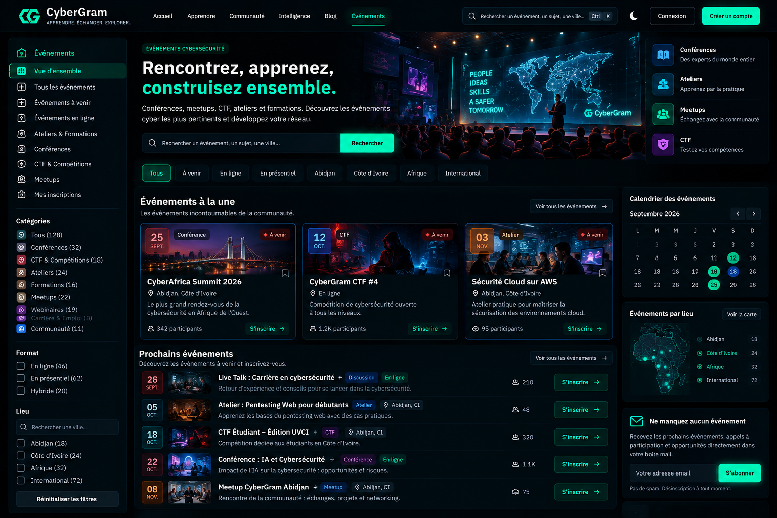 Capture du module Événements de CyberGram